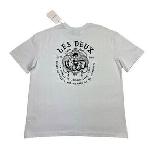 Les Deux Shirt Mens Large White Passion T-Shirt Organic Cotton Graphic Back